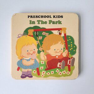 Kids Board Book Preschool Kids in the Park Vintage Accordion Fold 1985 Wordless